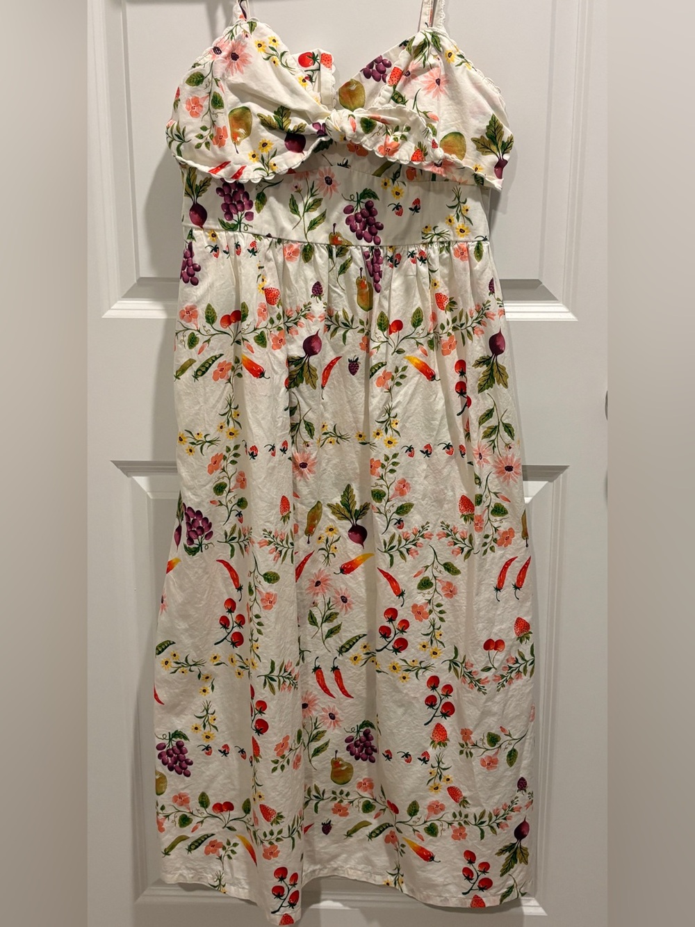 Old Navy White Floral, Veggie & Fruit Print Sundress with Multicolor Accents